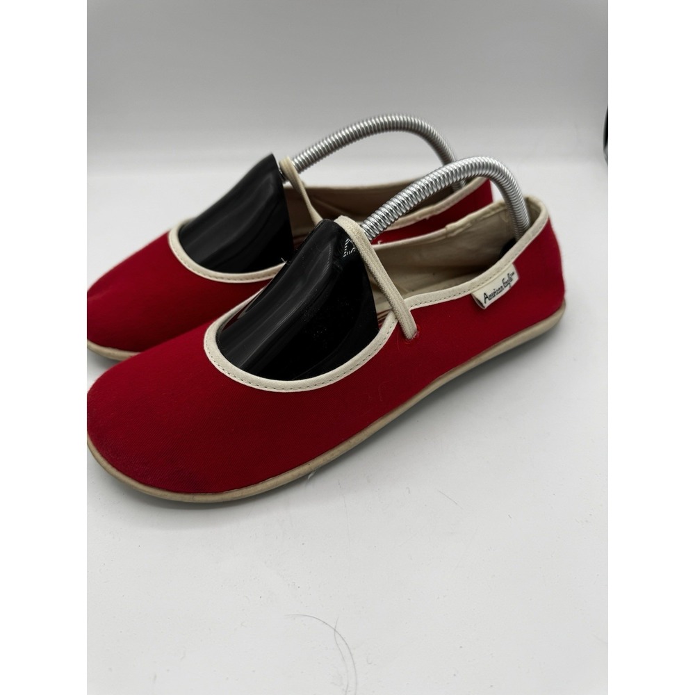 American Eagle Canvas Mary Jane Flats In Red Size 10 EUC SB18
